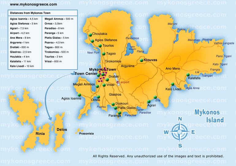 Миконос карта острова